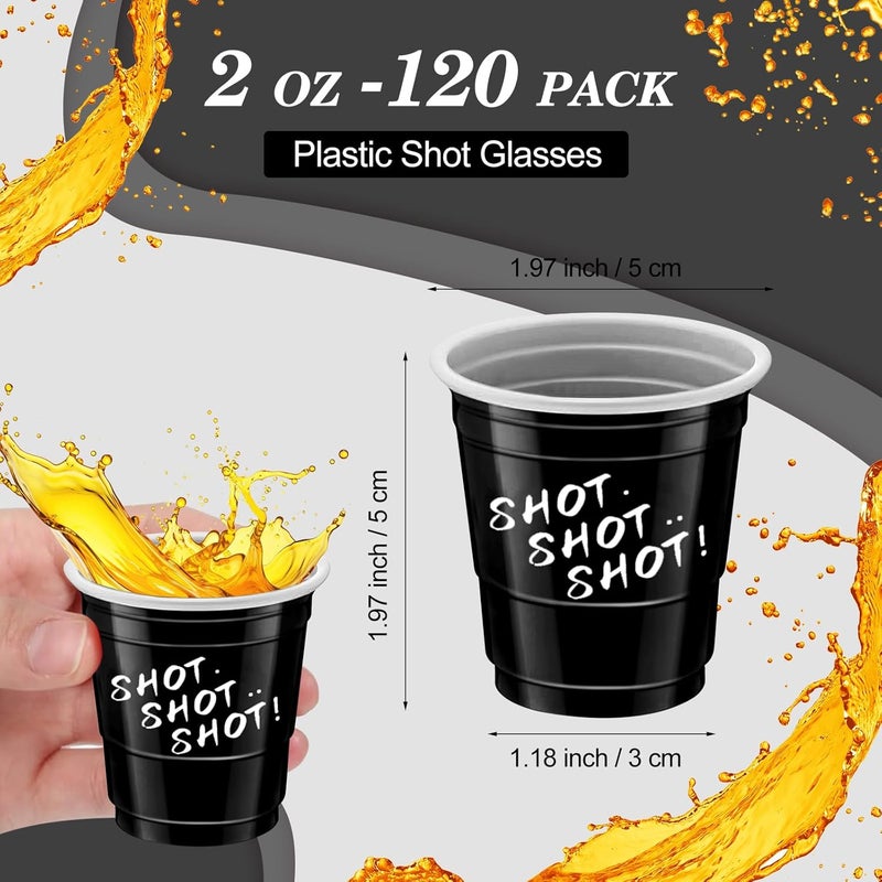cssopenss 120 pcs Black Plastic Shot Glasses black shot cups 2 oz Halloween shot glasses disposable for drinking Tastings served Snacks Jello Tastings and Samples - Image 2